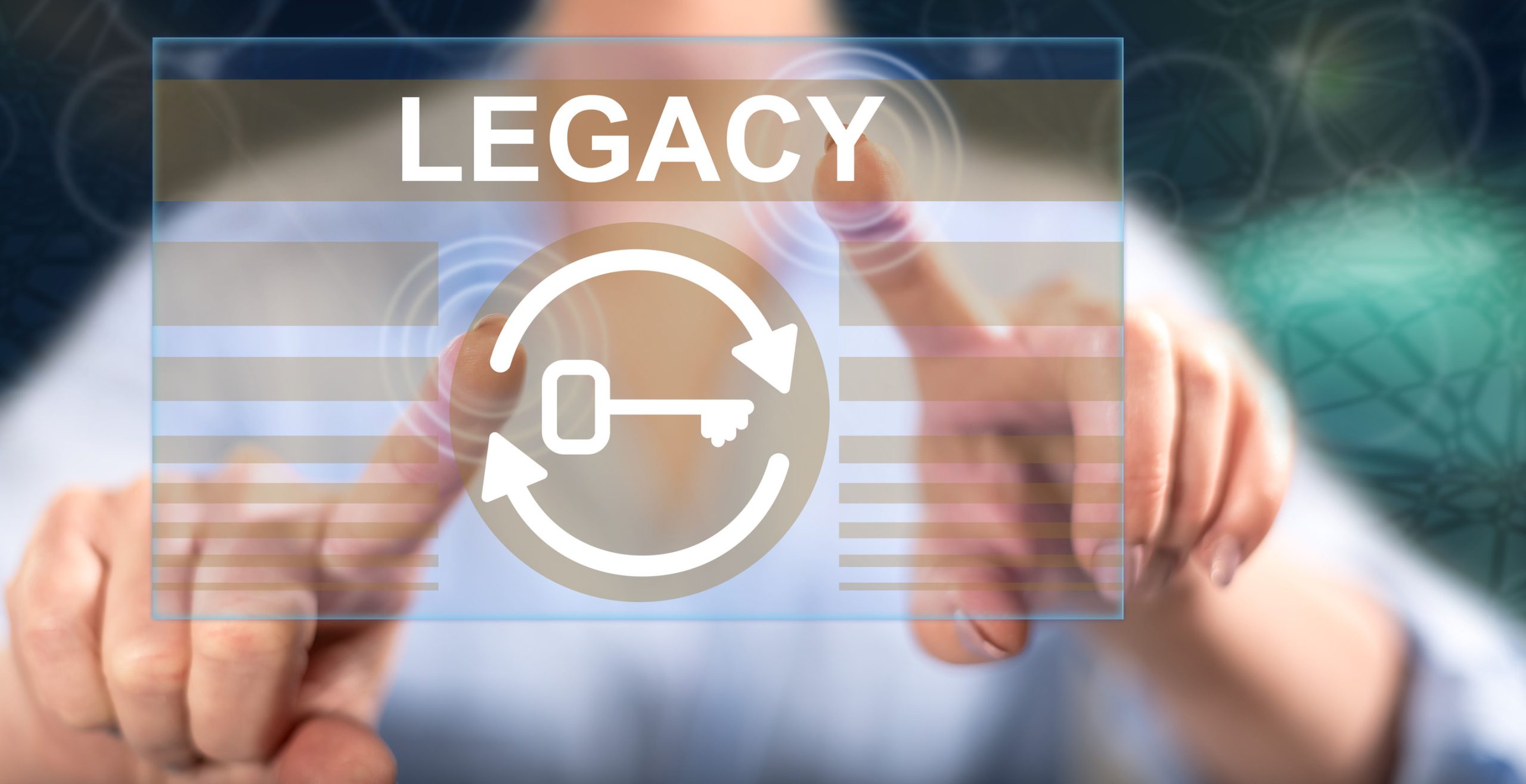 Woman touching a legacy concept