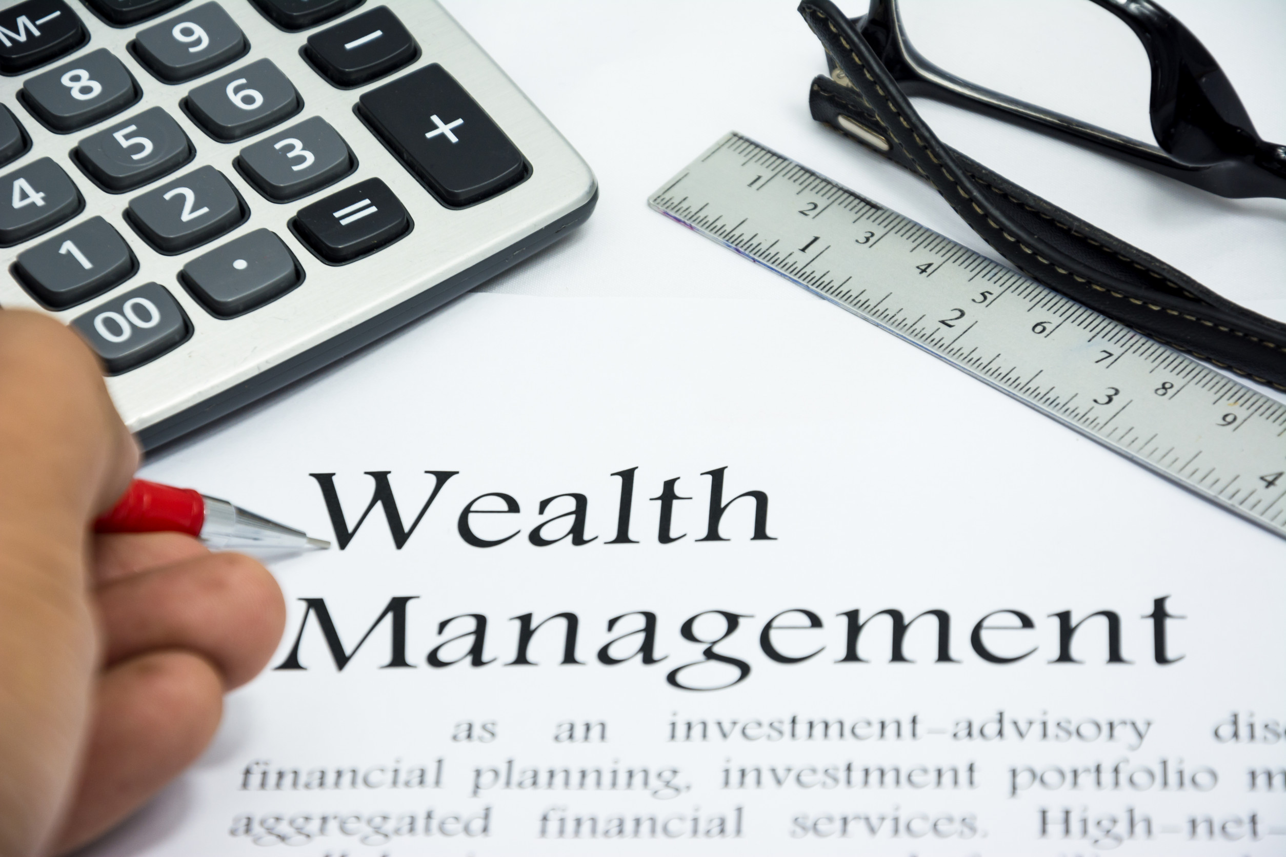 wealth management text of business concept background