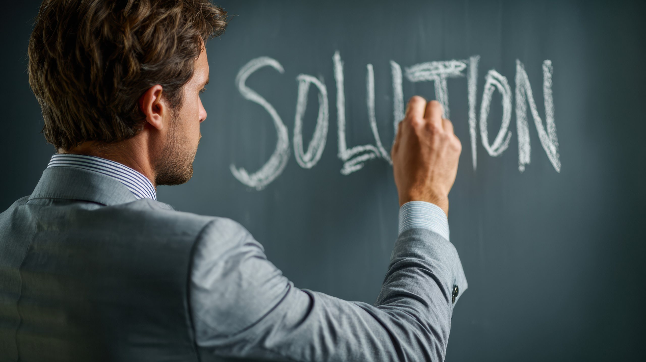 Businessman Planning Innovative Solutions on a Transparent Board in an Office Setting During Daytime